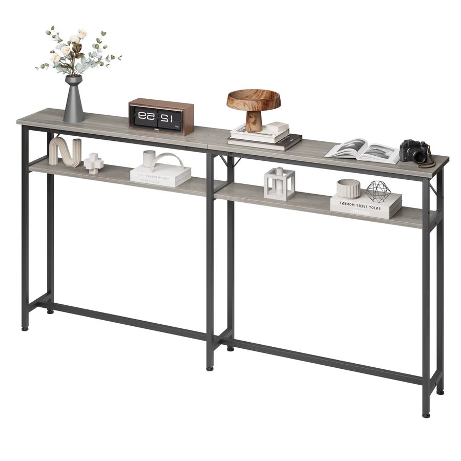 HiMISS Konsolentisch mit Stauraum, 2-stufig, Grau, B: 180 cm - Bild 3