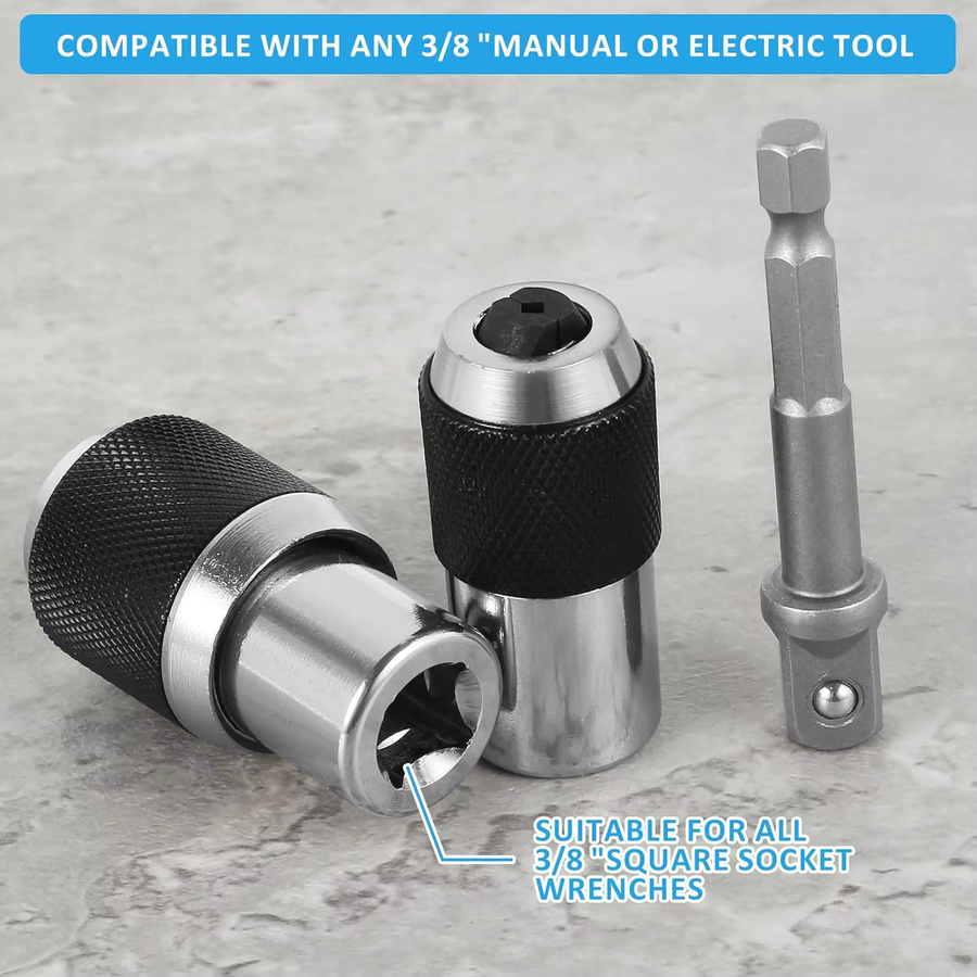 WIDEEP Gewindebohrer-Steckschlüssel-Set mit 3/8 Zoll Adapter und verstellbaren Backen für M3-M12 Schrauben in Silber - Bild 5
