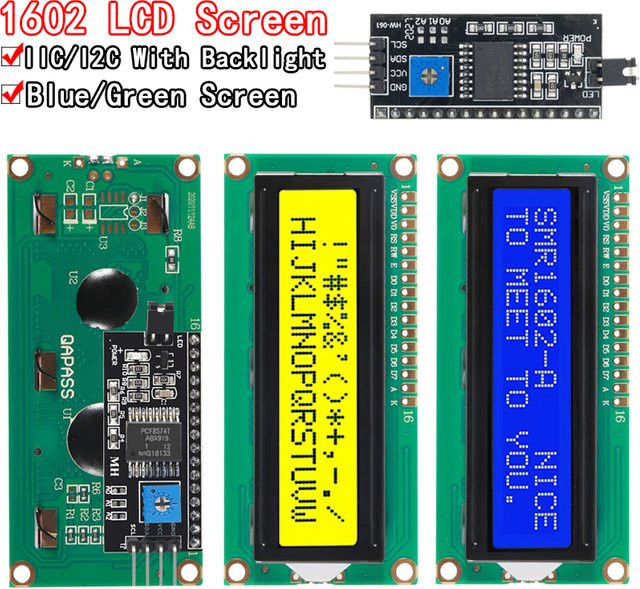 Si Tai&SH LCD-Modul 1602 mit I2C-Schnittstelle in Blau und Grün für Arduino UNO R3 Mega2560 - Bild 1