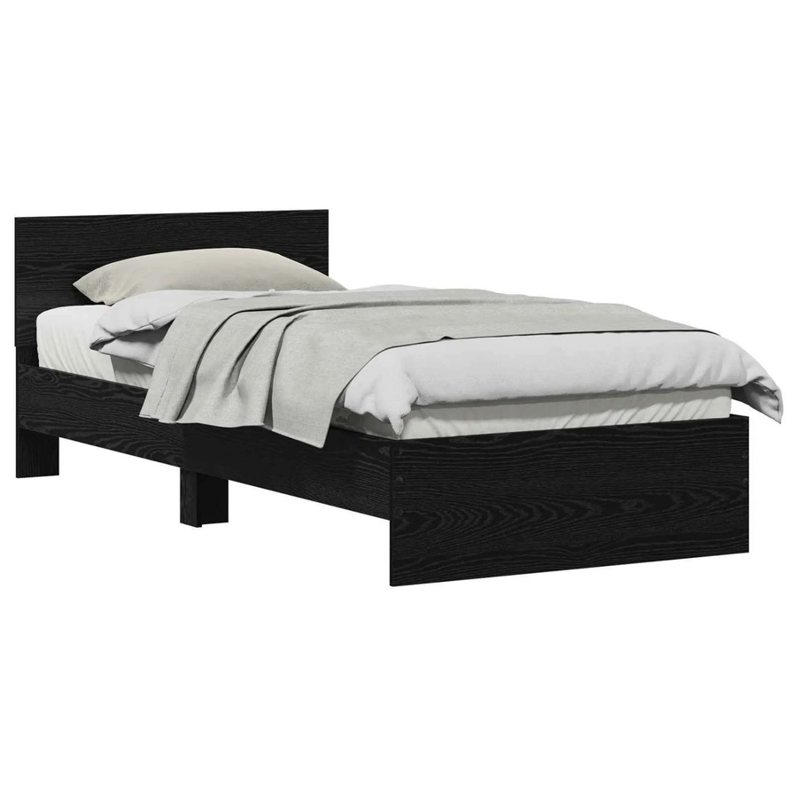 vidaXL Bettrahmen in Schwarz und Eichen-Optik aus Holzwerkstoff, B/T/H: 90 x 200 cm - Bild 2