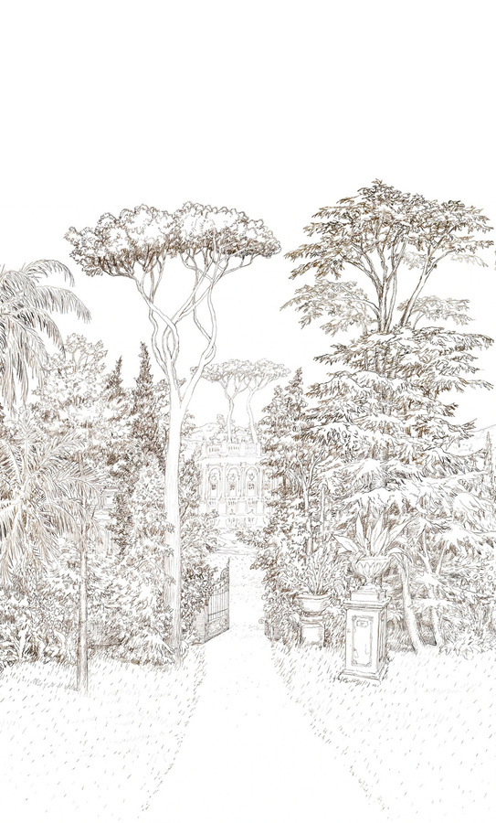 Isidore Leroy Mural Jardin Baroque Wandgestaltung Panel B in Grau mit floralem mediterranem Design - Bild 1