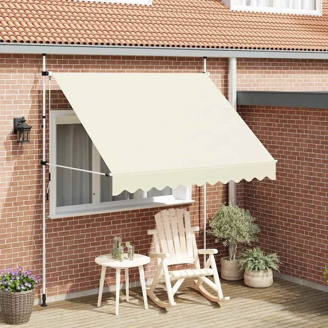 Furnicato Einziehbare Markise Handbetrieben aus Polyester in Cremeweiß, Breite: 250 cm - Bild 1