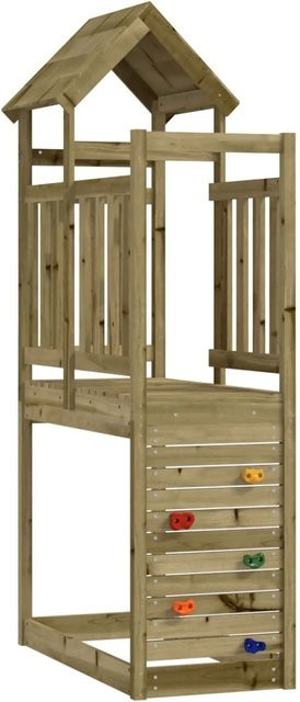vidaXL Spielturm mit Rutsche und Schaukel aus massivem imprägniertem Holz, Braun, B/T/H: 53 x 110,5 x 214 cm - Bild 1