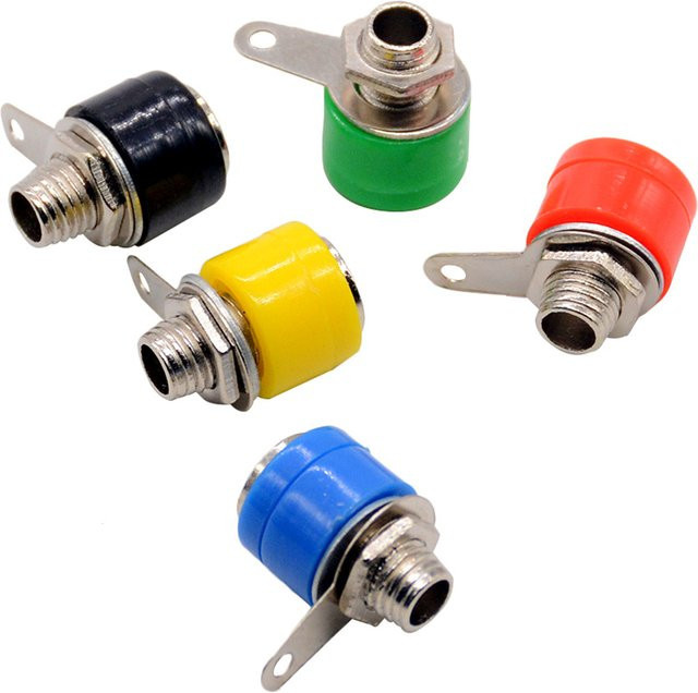 ELECAPITAL 10er Set Bananenstecker und Bananenbuchsen 4mm in den Farben Grün, Multicolour, Rot, Schwarz, Blau und Gelb - Bild 1