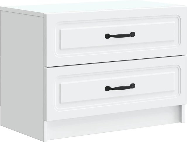 vidaXL Nachttisch in Weiß im Vintage-Design aus Holzwerkstoff, B/T/H: 62 x 34,5 x 44,5 cm - Bild 1