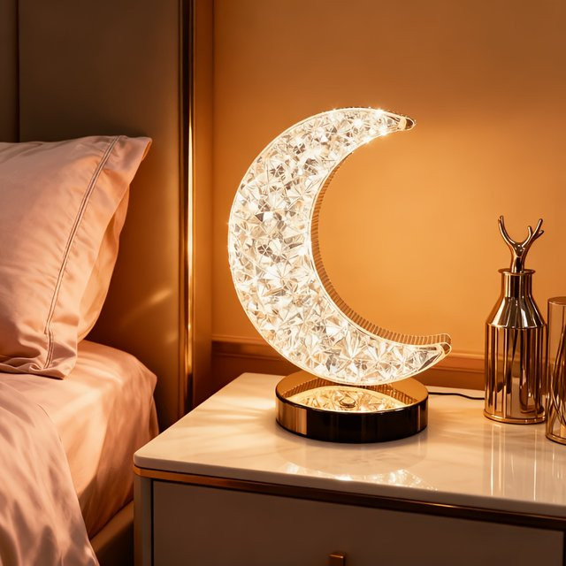 Heinast 3D Mondlampe LED Ambiente Tischleuchte mit Kristall Touch-Dimmer für das Schlafzimmer und Mädchenzimmer USB-Betrieb - Bild 1