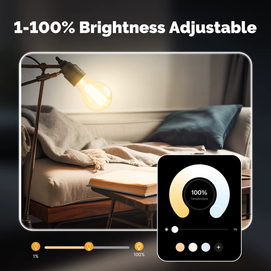 MOES Smart LED Glühlampe E27 mit 7W, Tuya ZigBee/Matter/WiFi, Filament Design in Transparent, kompatibel mit Alexa und Google Home - Bild 3