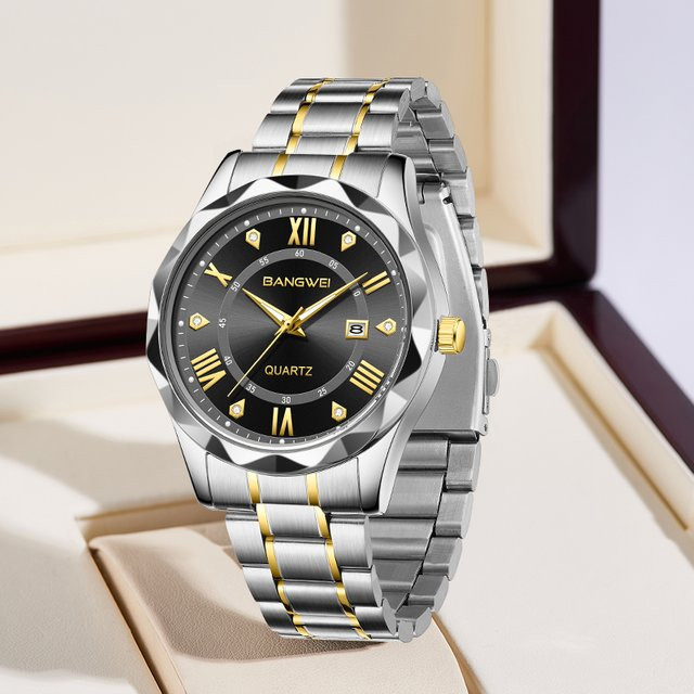LIGE Armbanduhr Quarz, Edelstahl, Schwarz, Herren, Datum - Bild 1