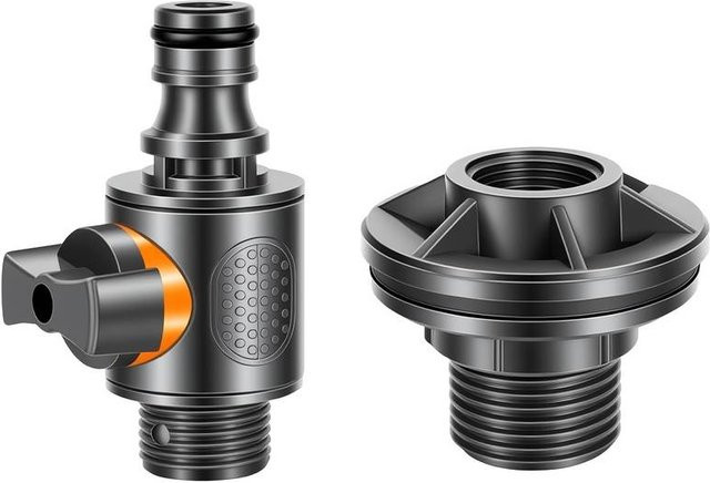 2-teiliges IBC-Tote-Adapter-Set mit Ventil und 1/2 Zoll DN15 PVC-Schlauchadapter in Schwarz für die Gartenbewässerung und Regentonnen-Verbindung - Bild 1