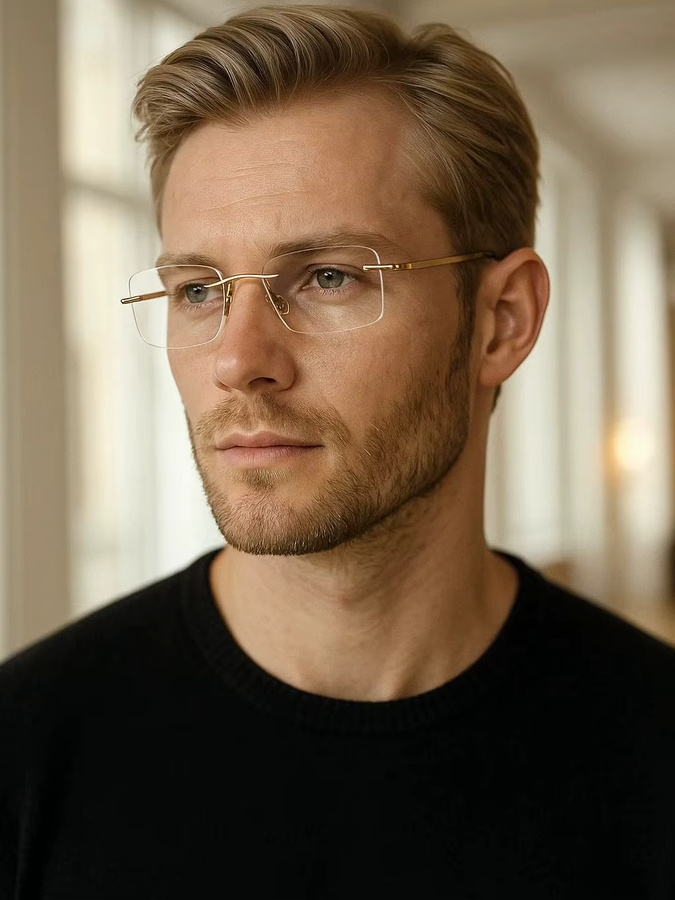 Randlose Lesebrille, Metall, rectangular, transparent, gold, Unisex - Bild 3