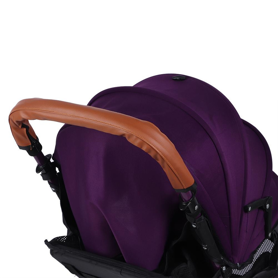 Waschbarer und abnehmbarer weicher Armlehnen-Griffbezug für Baby-Kinderwagen aus PU-Leder in Braun - Bild 6