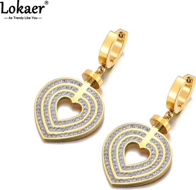 Lokaer Creolen, Edelstahl, Gold, Zirkonia - Bild 1