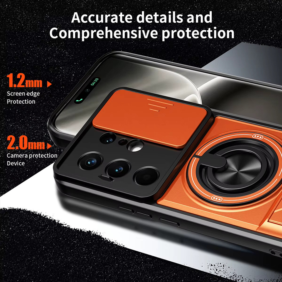 Stoßfeste Panzer-Handyhülle für Tecno Camon 50 40 30 20 Pro, Pova 6 Neo 7 Ultra mit Kameraschutz, Ständer und magnetischer Abdeckung in Orange - Bild 4