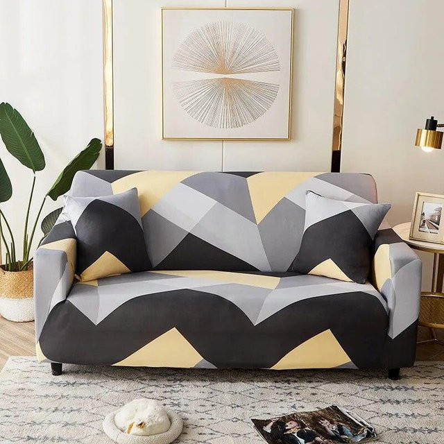 Elastischer Spandex Sofabezug von Your Warm Home in Multicolour mit geometrischem Design, passend für 1-Sitzer von 90-140 cm Breite - Bild 1