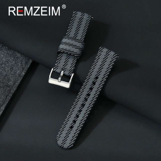 REMZEIM Uhrenarmband Nylon, Schwarz, Unisex, 20 mm, 22 mm - Bild 1
