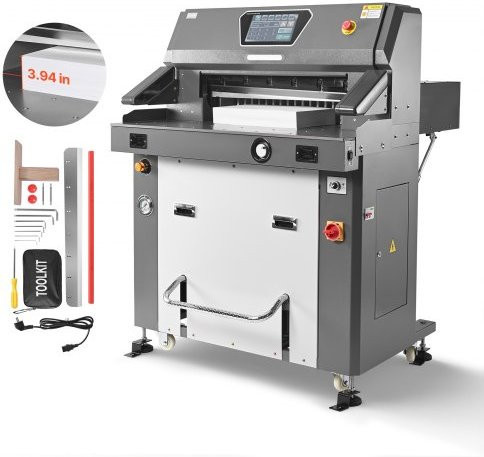 VEVOR elektrische Papierschneidemaschine aus Metall in Grau mit hydraulischem Hochleistungs-Schnitt, 66 cm Schnittbreite, 10 cm Schnittstärke, elektrische Guillotine mit Infrarotfunktion und Ersatzklinge - Bild 1