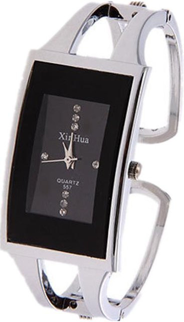 Armbanduhr Edelstahl, Kristall, Diamantbesetzt, Schwarz, Damen, Quarz - Bild 1