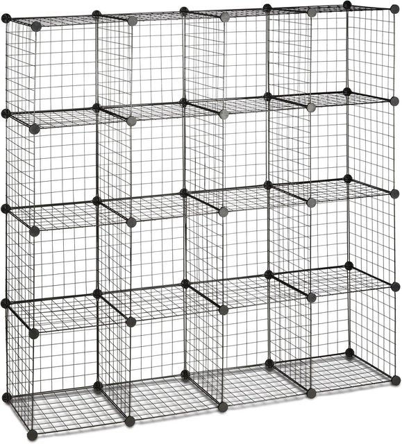 Relaxdays Steckregal aus Metall in Schwarz mit 14 Fächern im Industrial Look, H x B x T: 145 x 36,5 x 30 cm - Bild 1