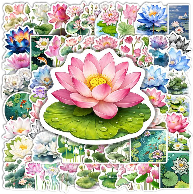 Wasserfeste Lotus-Vinyl-Aufkleber in Multicolour für Scrapbook, Tagebuch und Laptop - Bild 1