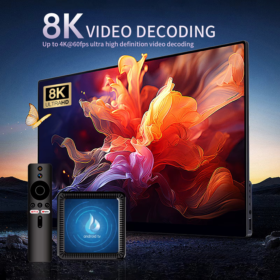 BLKJ Q17 Smart TV Box Media Streamer mit Android 16, 8K Auflösung, WLAN und Bluetooth 6.0, Schwarz - Bild 5