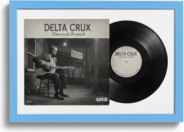 K-Möbel Schallplatten Rahmen Blau 2er Set mit weißem Passepartout für Vinyl und Cover, B/H: 40 x 60 cm - Bild 1