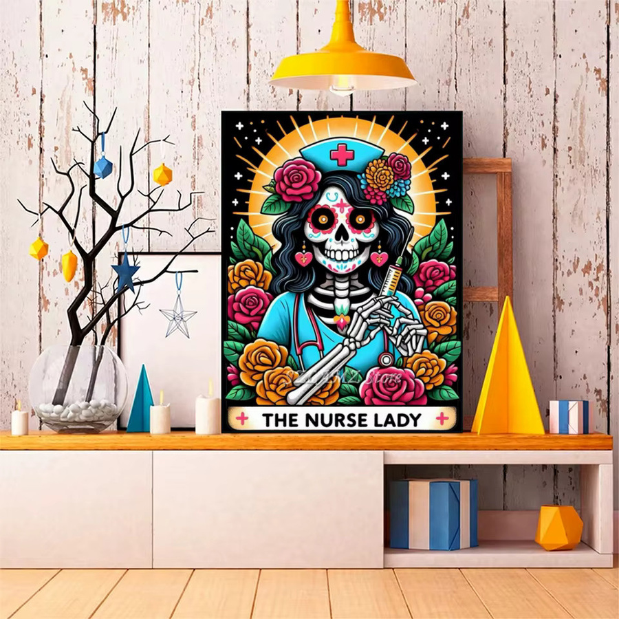 Potdemiel 5D Diamantmalerei Set Tarot Kunst Motiv mit Schädel für Erwachsene, Multicolour, B/H: 30 x 20 cm - Bild 2