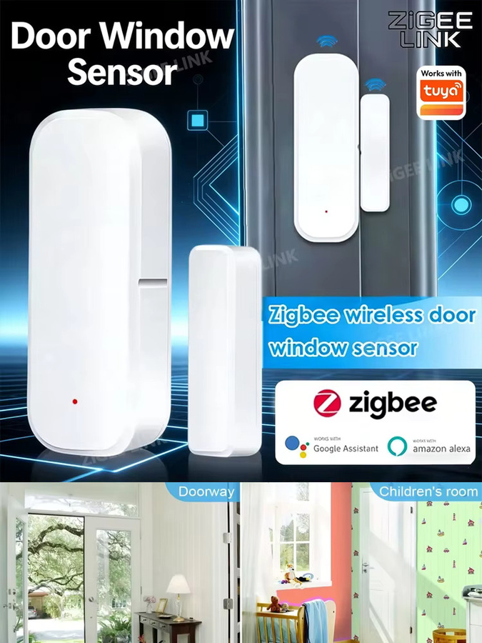 Zigbee Smart Wireless Magnetischer Tür- und Fensteröffnungssensor mit App-Benachrichtigung für Tuya Home Security Protection, Farbe: Weiß - Bild 6