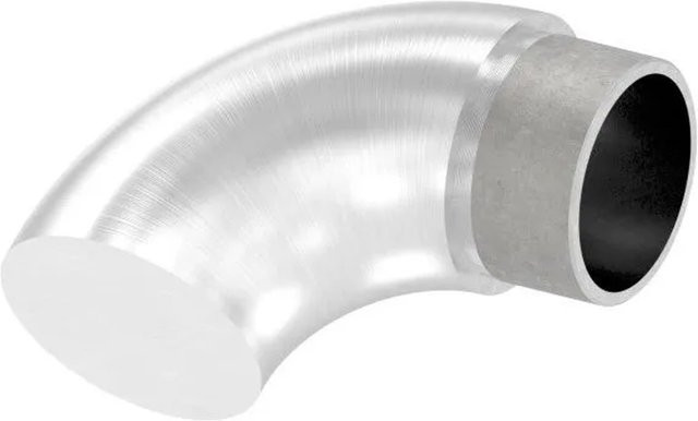 FeNau Endbogen aus V2A Edelstahl für Rohr Ø 42,4 x 2,5 mm, 90 Grad Flach zum Stecken, Silber - Bild 1