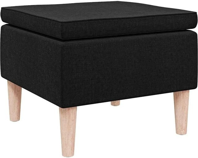 vidaXL Hocker in Schwarz mit Stoffbezug und Holzbeinen aus Gummholz - Bild 1