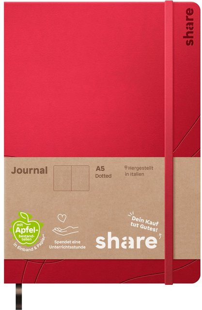 share Notizbuch A5 punktkariert in Rot mit Hardcover und elastischem Verschluss - Bild 1