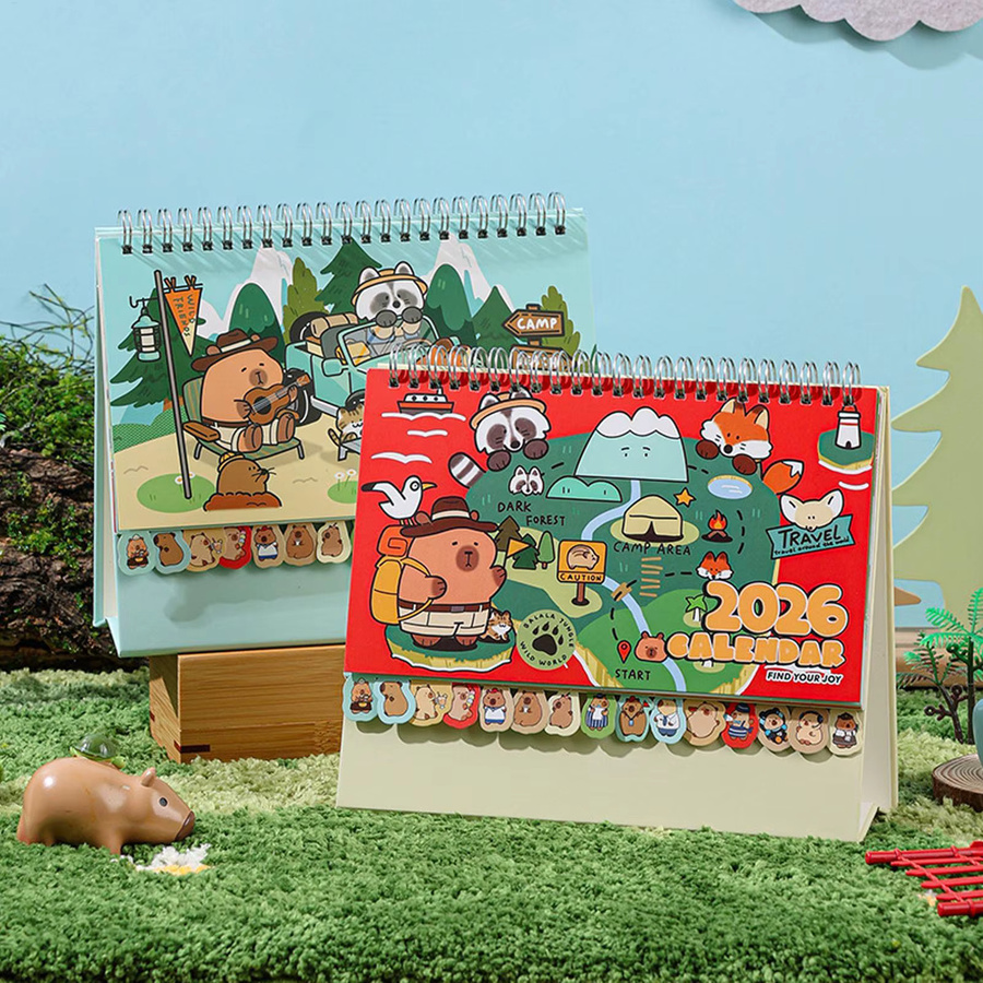 2026 Capybara Tischkalender mit 12 Monaten, bunter Tier-Tischplaner für Büro, Schule und Zuhause - Bild 2