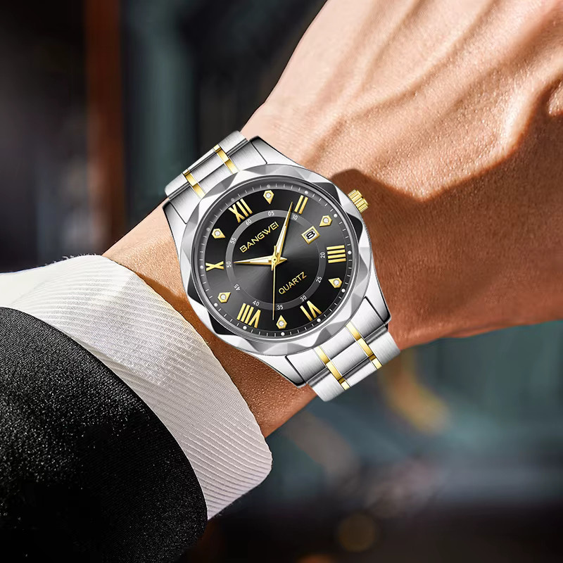 LIGE Armbanduhr Quarz, Edelstahl, Schwarz, Herren, Datum - Bild 5