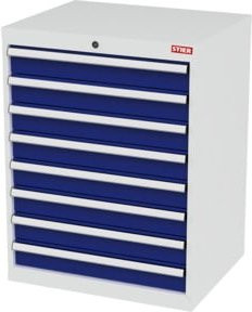 STIER Schubladenschrank mit 8 Schubladen aus Stahl, Farbe: lichtgrau/enzianblau, B/T/H: 70,0 x 57,5 x 92,0 cm - Bild 1
