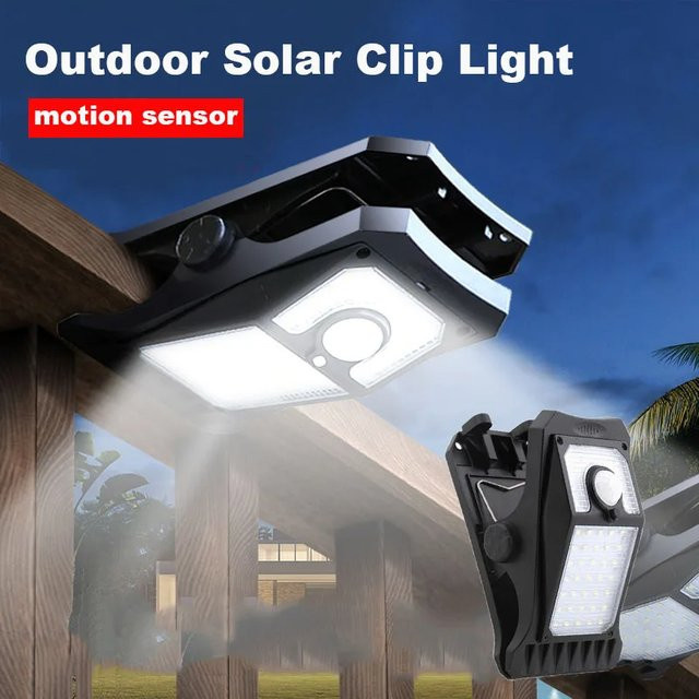 ESMARTER Solar LED Laterne mit Bewegungssensor, IP65 wasserdichte Clip-On Außenleuchte in Weiß für Garten, Terrasse und Camping - Bild 1