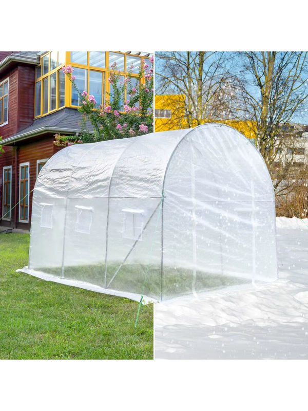 WOLTU Polytunnel Gewächshaus grün und transparent mit Tür und 6 Fenstern für den Anbau von Gemüse und Pflanzen, B/T/H: 300 x 200 x 200 cm - Bild 3
