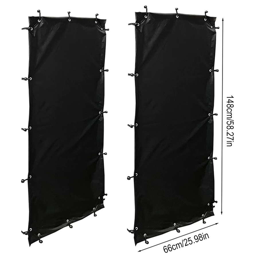 2 Stück ACCHAMP Brennholzregal Vorhang aus Polyester, winddicht und wasserdicht, Schwarz, B: 70 cm, H: 185 cm - Bild 3
