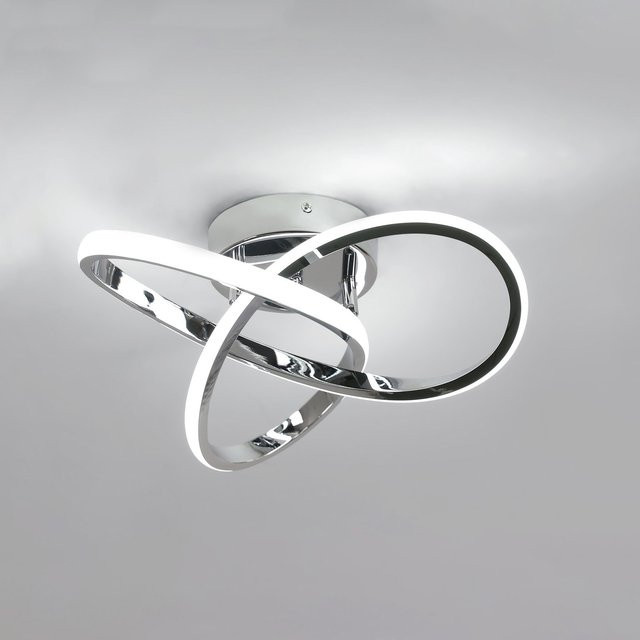 Moderne silberne LED-Deckenleuchte in Ringform für Schlafzimmer, Küche und Wohnzimmer mit Kaltweiß 6500 K - Bild 1