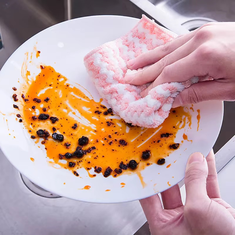 5 Stück Fleece-Spültücher von kitchya in Multicolour, verdickt und wasserabsorbierend für deine Küche - Bild 3