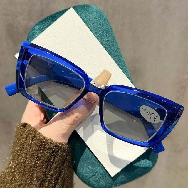 Yiran glasses Lesebrille Damen, quadratisch, Kunststoff, Vollrand, grau, blau - Bild 1