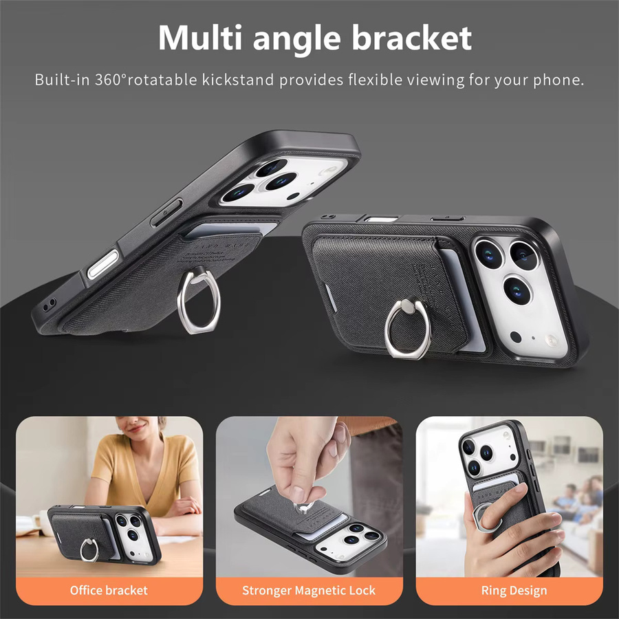 szHAIyu 2in1 Magnetische iPhone Hülle mit abnehmbarer Lederbrieftasche für iPhone 17 Pro Max, 16, 15 Plus, 14, 13, 12, 11 Pro in Schwarz und Rot - Bild 5