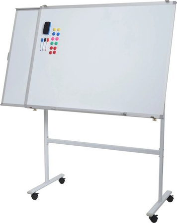 Proregal Mobiles Whiteboard mit ausziehbarer Magnettafel und Pinnwand in Weiß, H x B x T: 167 x 186 x 57 cm