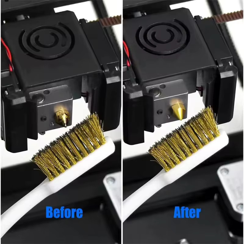 Kupferdraht-Zahnbürstendüse zur Reinigung von 3D-Drucker-Extrudern für Ender 3 CR10 MK8 als Rostentferner und Reinigungsbürste in Gold - Bild 2