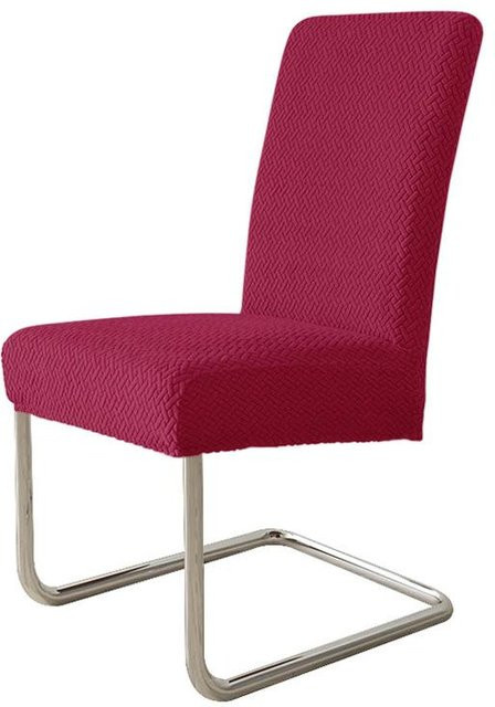 Yiran Furniture Stuhlbezug aus elastischem Köper in Bordeaux, Staubdichter Esszimmerstuhlbezug für Zuhause und Hotel, B/T/H: 45 x 38 x 4 cm - Bild 1