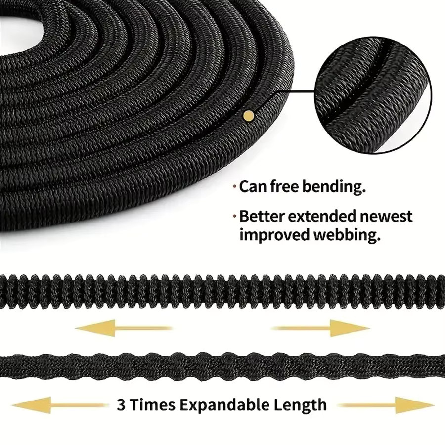 GOUN HOSE dehnbarer Gartenwasserschlauch in Schwarz mit doppeltem Metallverbinder und Hochdruck-Schlauchrolle für die Garten- und Farmbewässerung - Bild 2