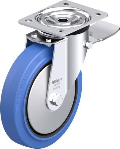 Blickle L-POEV 200KAD-ST-SB-FA Stahlblech-Lenkrolle in Schwarz und Blau mit 200 mm Rad-Durchmesser und 400 kg Tragfähigkeit - Bild 1