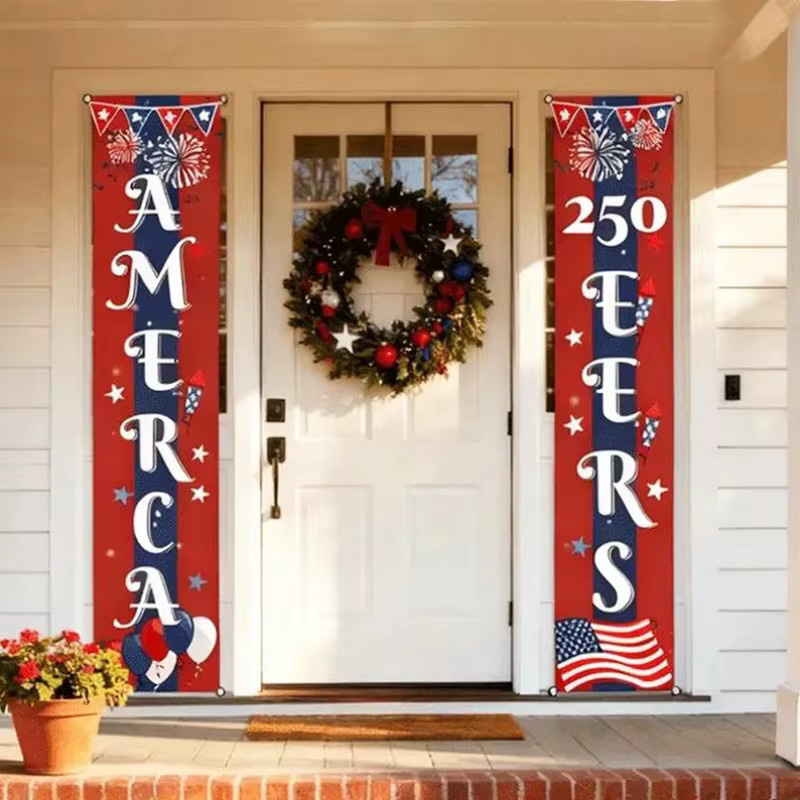 VIKAMA 250 Jahre Amerika Banner-Set 1776-2026 Patriotische Dekoration mit Bald Eagle für Tür und Veranda, B/H: 180 x 30 cm - Bild 1