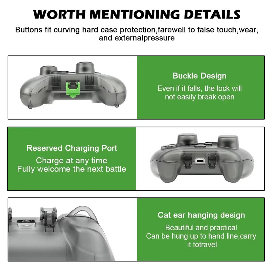 HeroAngel Transparente Gamepad-Schutzhülle für Xbox Controller mit Aufbewahrungshalterung und Ladeanschluss in Schwarz und Transparent - Bild 4