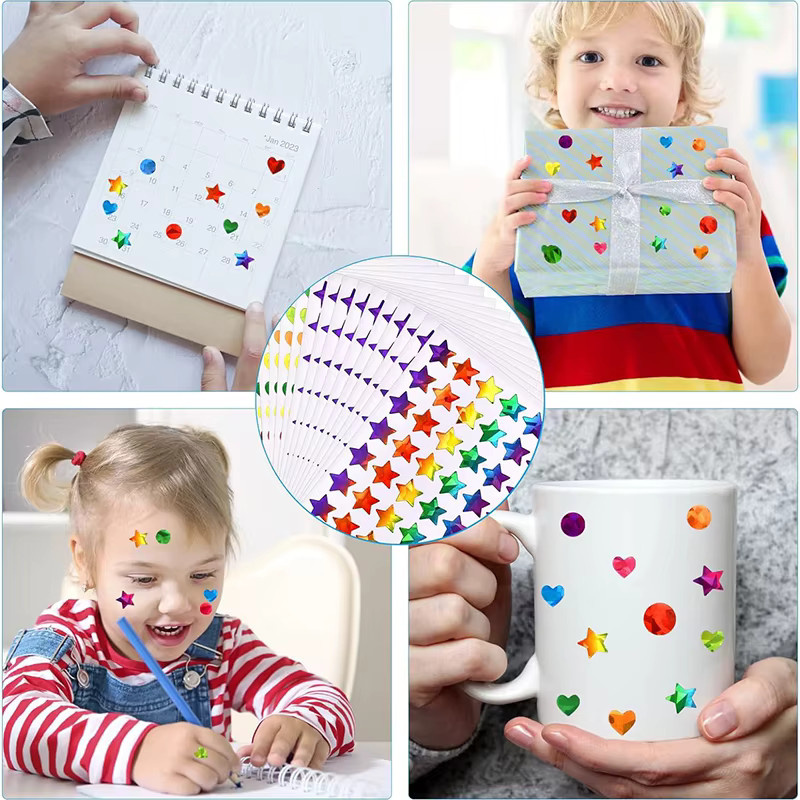 Kleine Sterne Punkt Herzen Aufkleber, multicolor, für Kinder - Bild 3