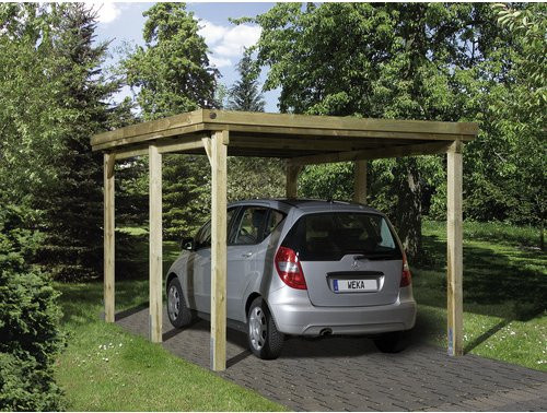 WEKA Einzelcarport 617 Flachdach aus Kiefernholz mit Trapezblech, braun, B: 322 cm, T: 512 cm - Bild 3