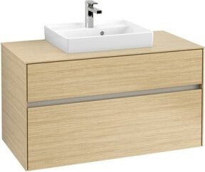 V&B Waschtischunterschrank Collaro mit Waschtisch und LED-Beleuchtung, Farbe Nord Oak, B/T/H: 100 x 54,8 x 50 cm - Bild 1